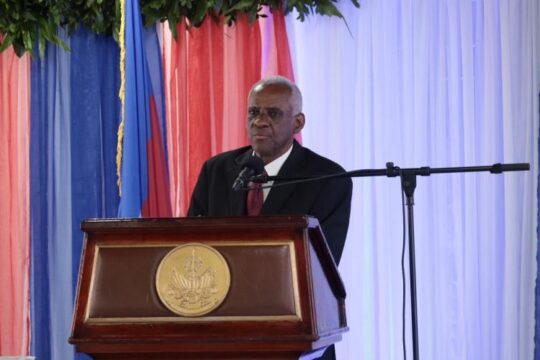 edgard-leblanc-fils,-president-of-the-presidential-transitional-council-and-fritz-blizaire-prime-minister