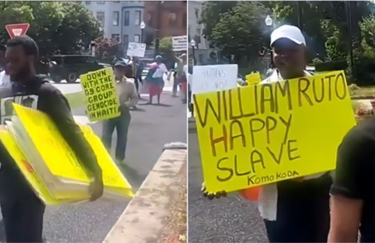 washington-william-ruto,-happy-slave,-chant-haitians-protesting-in-front-of-the-kenyan-embassy-against-the-occupation-of-haiti